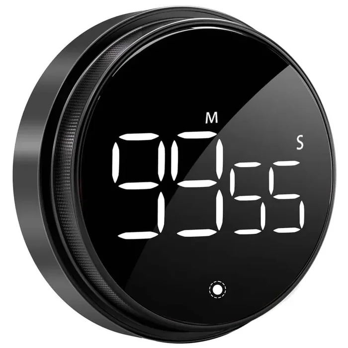 Large LED Display Digital Magnetic Kitchen Timer with Countdown 3-Volume Levels for Cooking Studying Fitness in Black