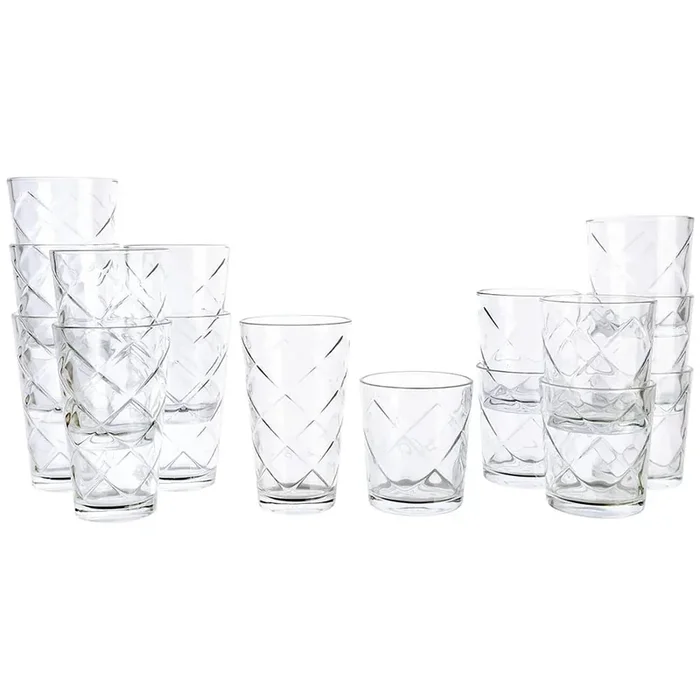 Lattice Glassware Drinkware Set (16-Piece)