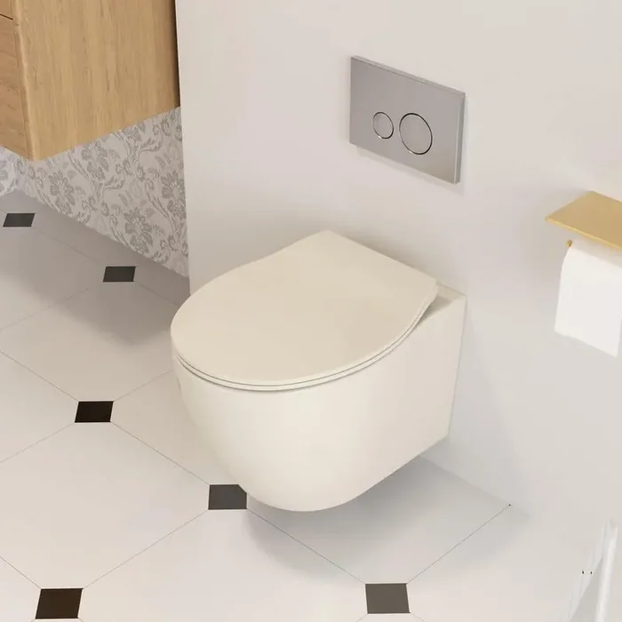 Liberty 1-Piece 1.1/1.6 GPF Dual Flush Wall-Mounted Elongated Toilet in Bone