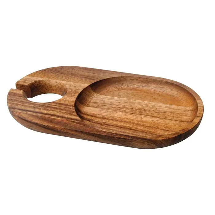 Light Brown Wood Cocktail Plates (Set of 4)