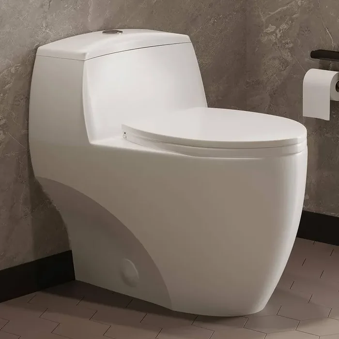 Manoir 1-piece 1.1/1.6 GPF Dual Flush Elongated Toilet in Glossy White Seat Included