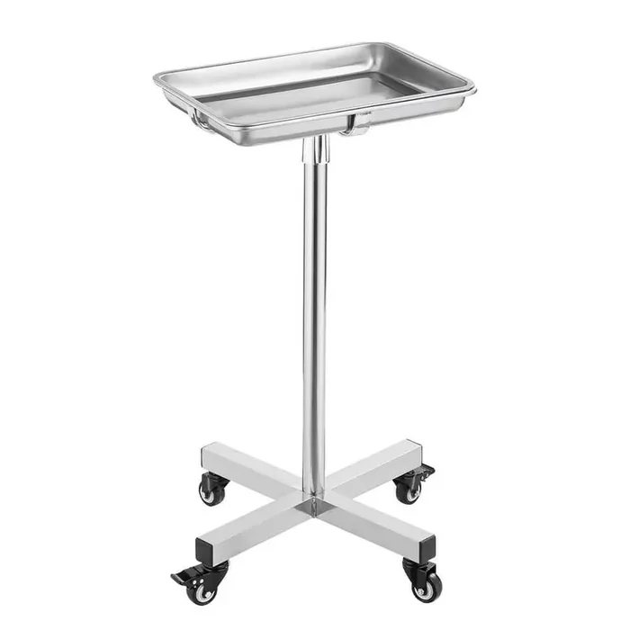 Mayo Stand, Stainless Steel Mayo Tray, Adjustable Height 25.2 in. 39.8 in. Kitchen Cart White