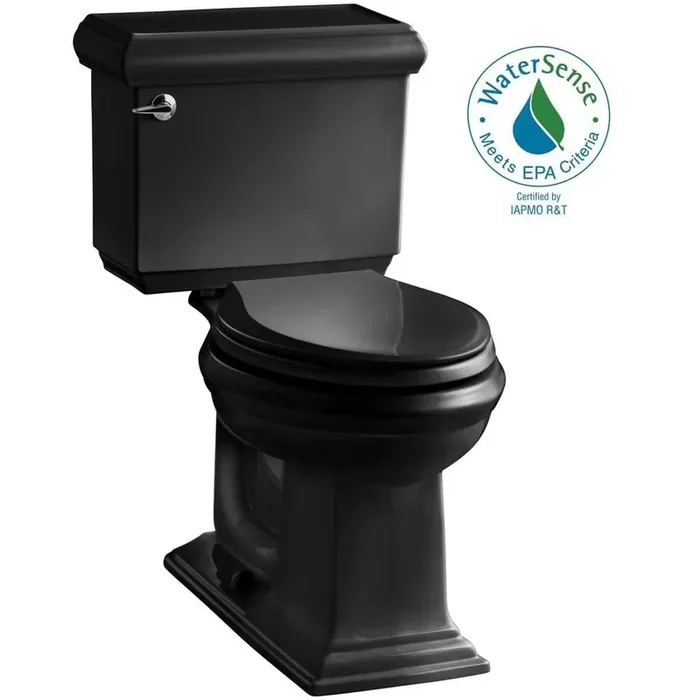 Memoirs 12 in. Rough In 2-Piece 1.28 GPF Single Flush Elongated Toilet in Black Black Seat Not Included