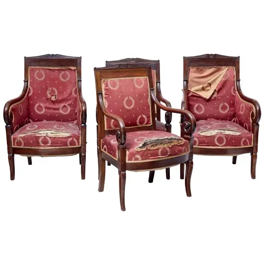 Mid 19th Century Danish Mahogany Armchairs, 1860s, Set of 4