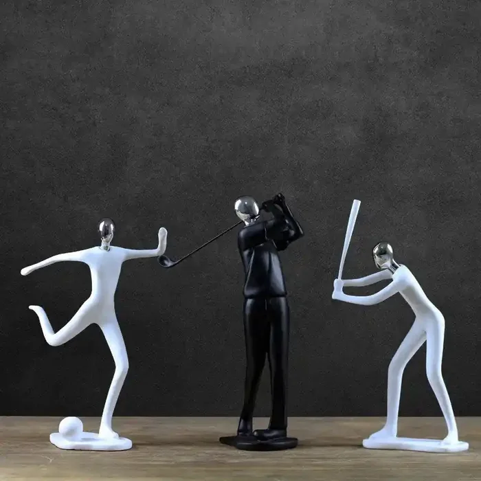 Minimalist Nordic Abstract Sculpture – Black & White Resin Art Decor
