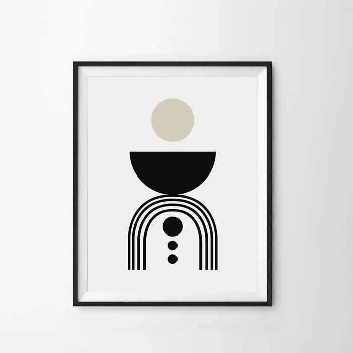 Modern Gallery Wall Set Two Solid Wood Frames & Minimalist Art Prints White
