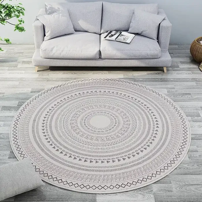 Modern Round Geometric Rug for Living Rooms