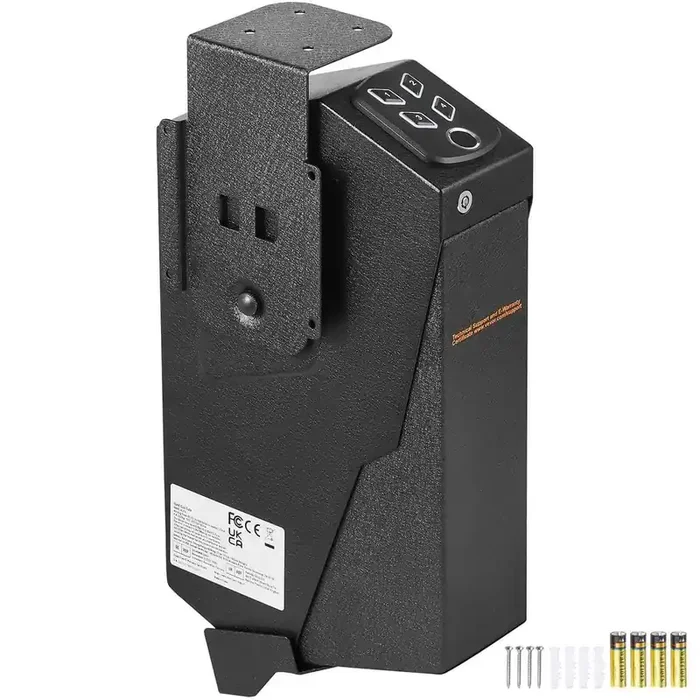 Mounted Gun Safe, 14.56 in. Black Backpacks Biometric Gun Safe with Three Quick Access Ways of Fingerprints, Passwords