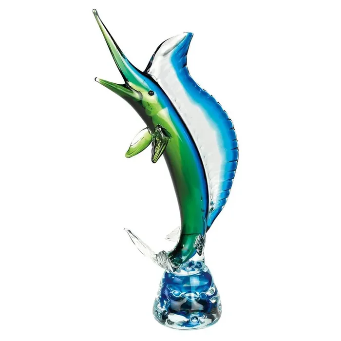Murano Style Art Glass 26 in. Tall Sealife Large Sailfish