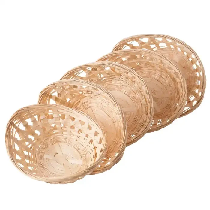 Natural Bamboo Oval Storage Bread Basket Storage Display Trays (Set of 5)