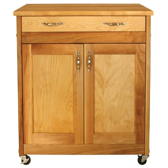 Natural Kitchen Cart with Butcher Block Top
