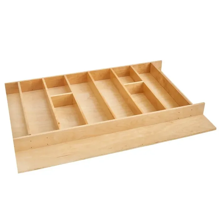 Natural Maple 33.13 in. W x 22 in. D x 2.88 in. H Light Brown Wood Trim-to-Fit Utensil Drawer Organizer Insert