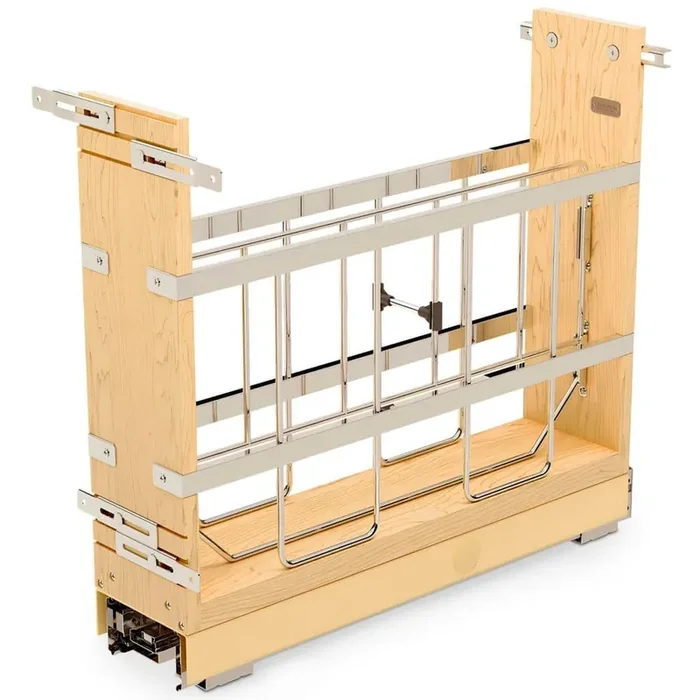 Natural Maple 5 in. Pull Out Cabinet Organizer, Ball Bearing Soft-Close