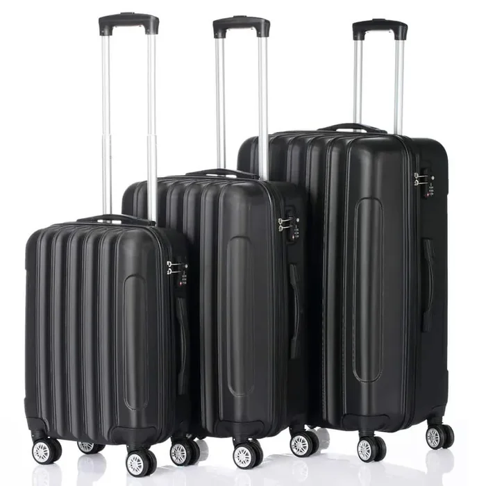 Nested Hardside Luggage Set in Black, 3-Piece – TSA Compliant
