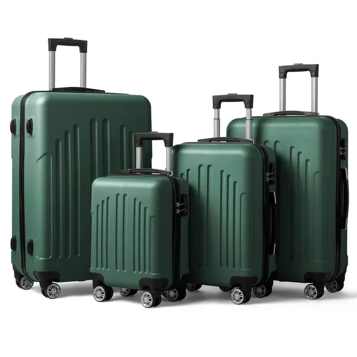 Nested Hardside Luggage Set in Green, 4 Piece – TSA Compliant