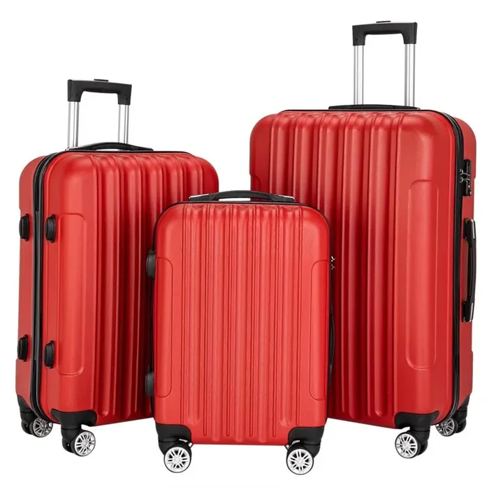 Nested Hardside Luggage Set in Red, 3-Piece – TSA Compliant
