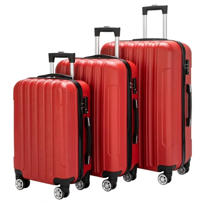 Nested Hardside Luggage Set in Red, 3-Piece – TSA Compliant