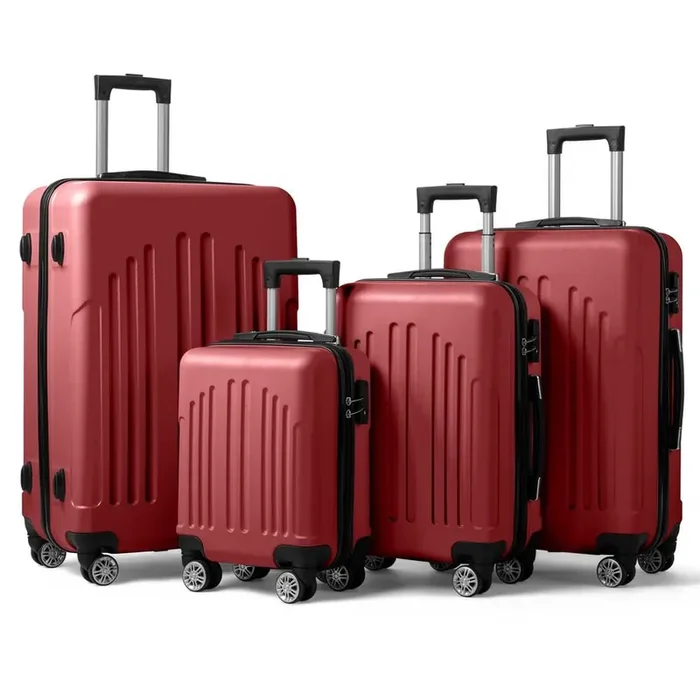 Nested Hardside Luggage Set in Red, 4 Piece – TSA Compliant