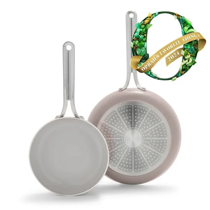 Nova 2-Piece 8 in. and 10 in. Ceramic Nonstick Frying Pan Set in Clay