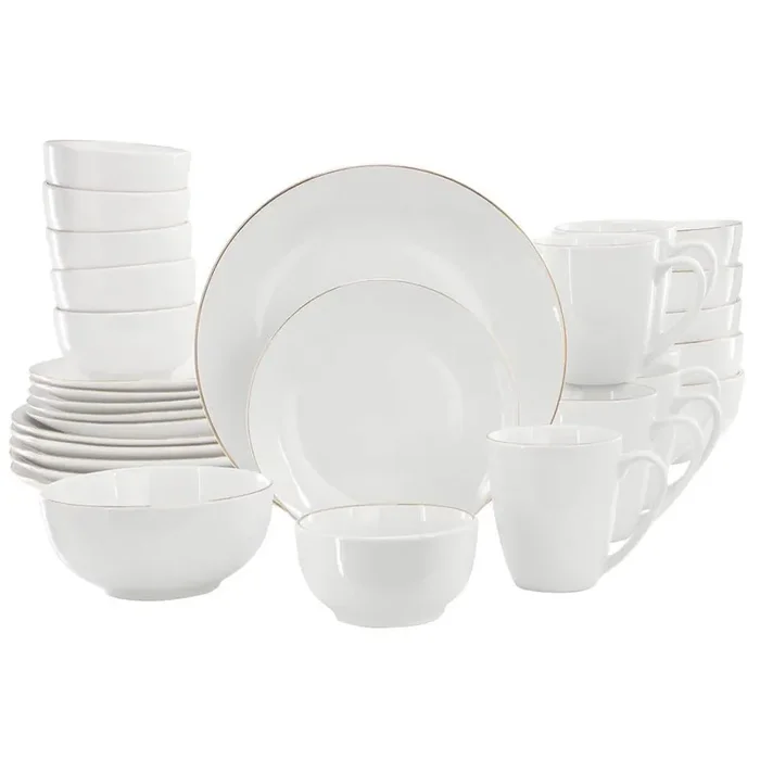 Ogalla 30-Piece Gold Banded Fine Ceramic Dinnerware Set