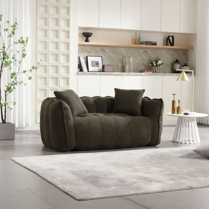Olive Green Chenille Bean Bag Sofa