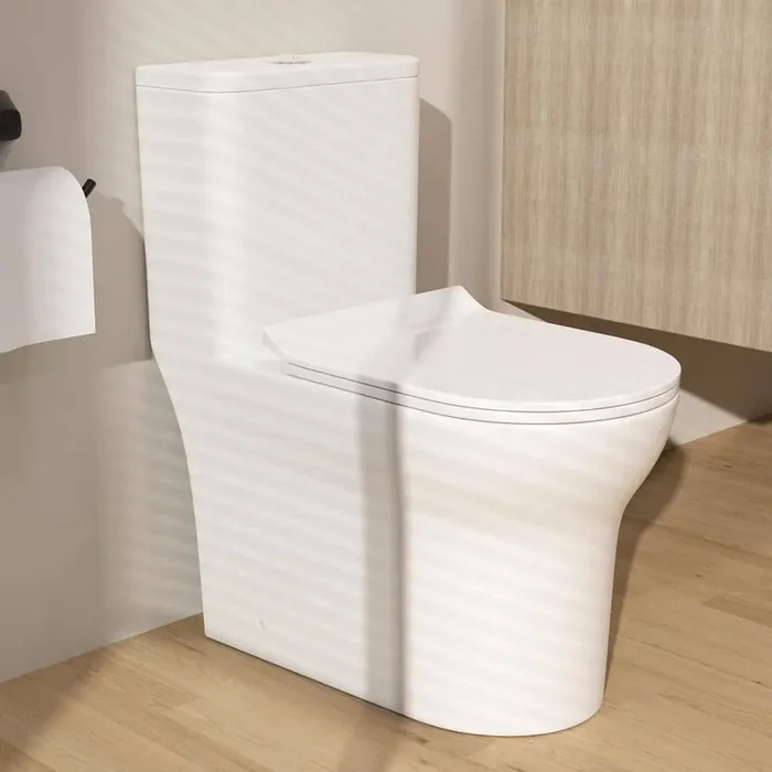 One-Piece 12 in. Rough 1.1/1.6 GPF High Efficiency Dual Flush Square Toilet Soft-Close Seat Included in Gloss White