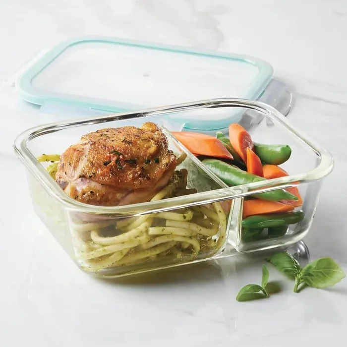 Performance Glass 3-Piece Divided Rectangular Food Storage Containers, 25 oz., Set