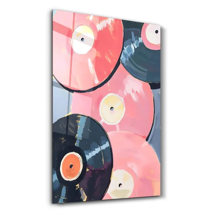 Pink Records – Glass Wall Art