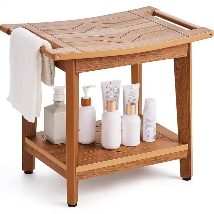 Poly Lumber Shower Bench 21 in. x 14 in. x 18.5 in. Shower Stool Chair for Bathroom