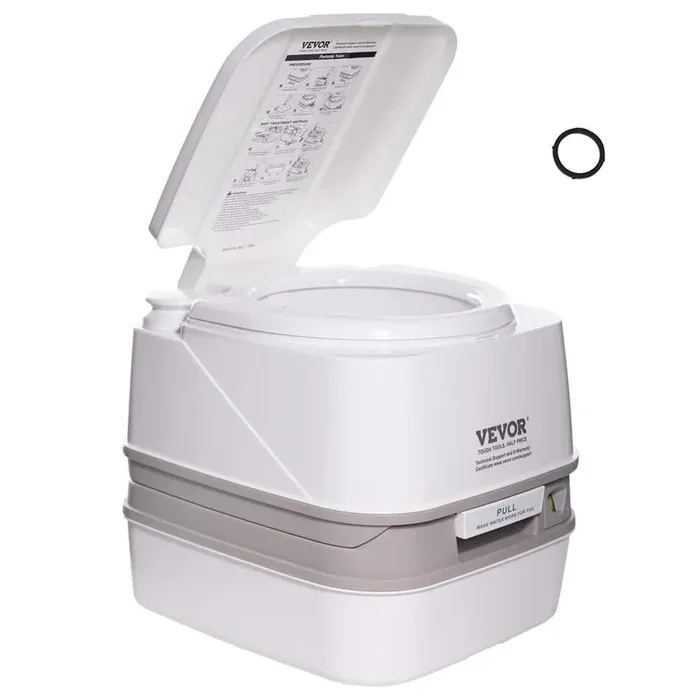 Portable Toilet for Camping Porta Potty with 3.2 Gal. Waste Tank and 2.6 Gal Flush Tank Non- Electric Waterless Toilet