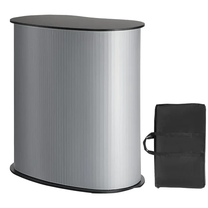 Portable Tradeshow Podium Table, 35.43 x 19.29 x 37.01 in. Display Exhibition Counter Stand Booth Fair , Foldable Silver