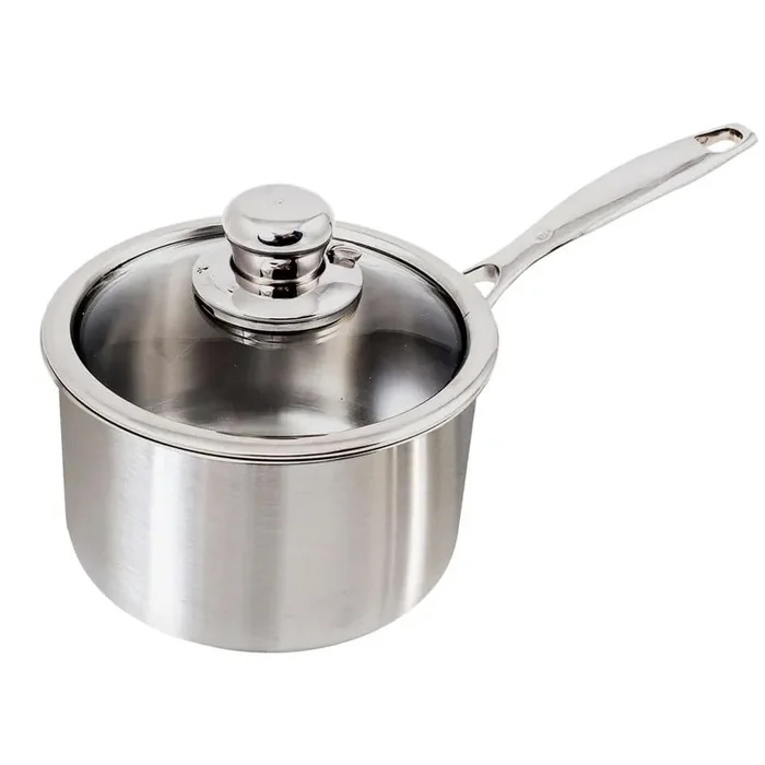 Premium Clad 2.1 qt. Stainless Steel Saucepan with Glass Lid-Induction