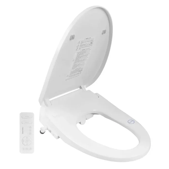 Quiet Close Electric Bidet Seat for Elongated Toilet in White with Remote Control, Nightlight, UV Sterilization