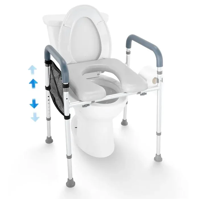 Raised Toilet Seat 7-Position Height Adjustment 19.3 – 25.2 in. 350 lbs. Weight Capacity Non- Electric Waterless Toilet