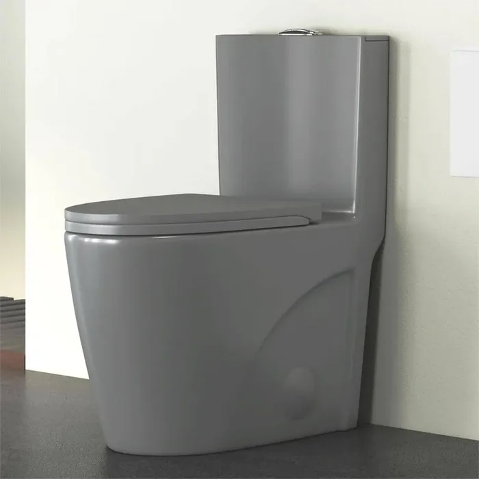 Reno 1-Piece 1.1/1.6 GPF Siphon Dual Flush Elongated ADA Chair Height Toilet in Glacier Gray, Seat Included