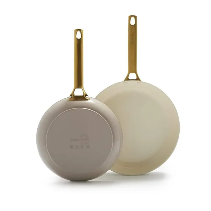 Reserve 2-Piece Heathy Ceramic Nonstick 10″ and 12″ Frying Pan Set in Taupe