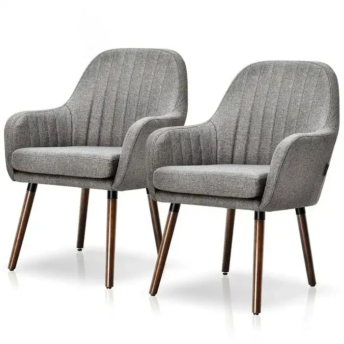 Retro-Style Gray Accent Chairs (Set of 2)