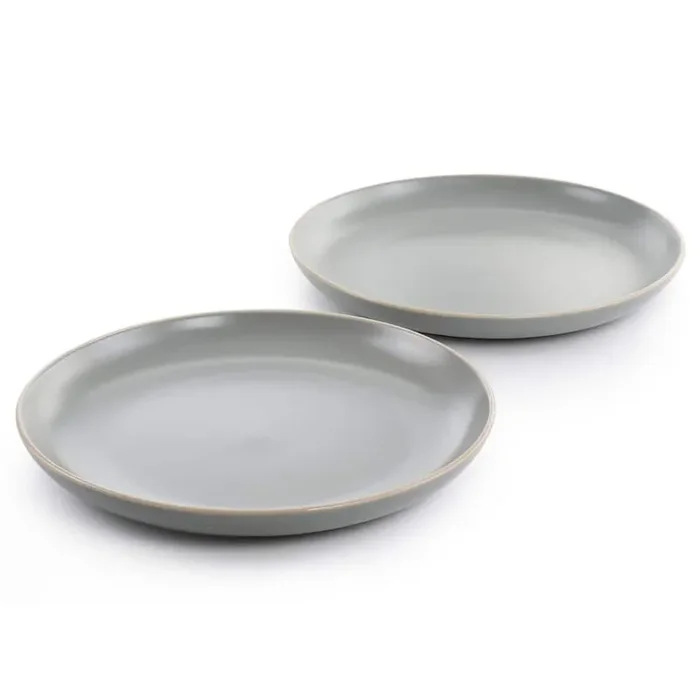 Rockaway 2-Piece 10.5 in. Round Stoneware Dinner Plate Set in Matte Grey