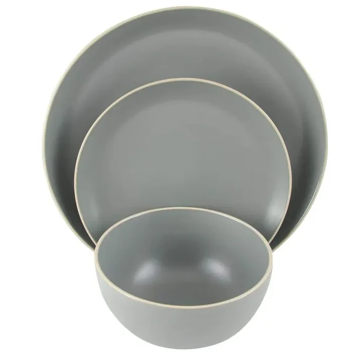 Rockaway Stoneware 12 piece Dinnerware Set in Grey