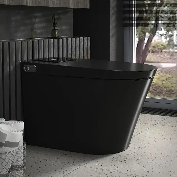 S-G Elongated Smart Bidet Toilet 1.34 GPF in Black with Power Outage Flush, GFCI, Foot Control, Heated, Auto Open/Close