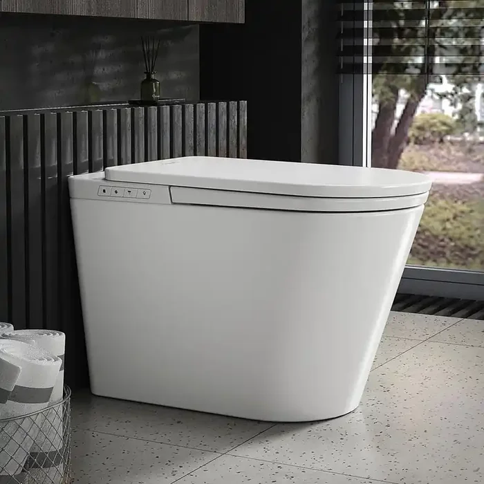 S-G Elongated Smart Bidet Toilet 1.34 GPF in White with Power Outage Flush, GFCI, Foot Control, Heated, Auto Open/Close