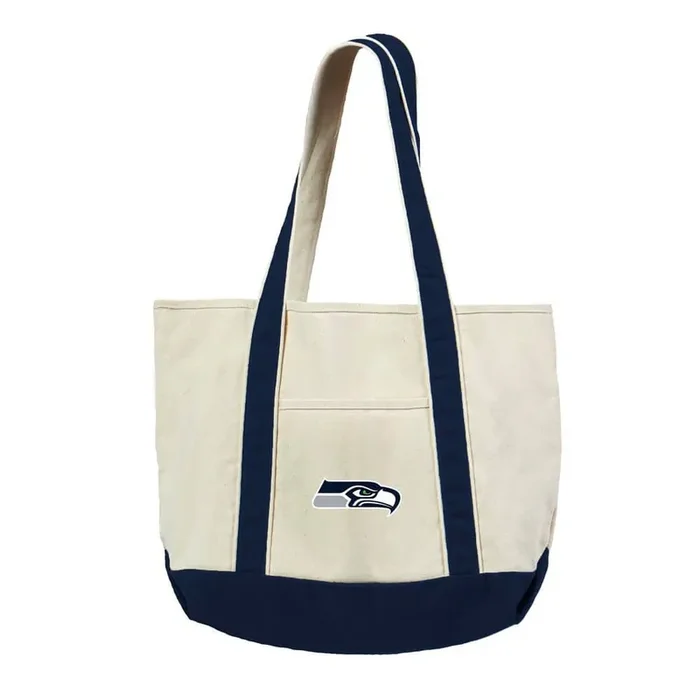 Seattle Seahawks NFL Canvas Tote Bag with Colored Strap