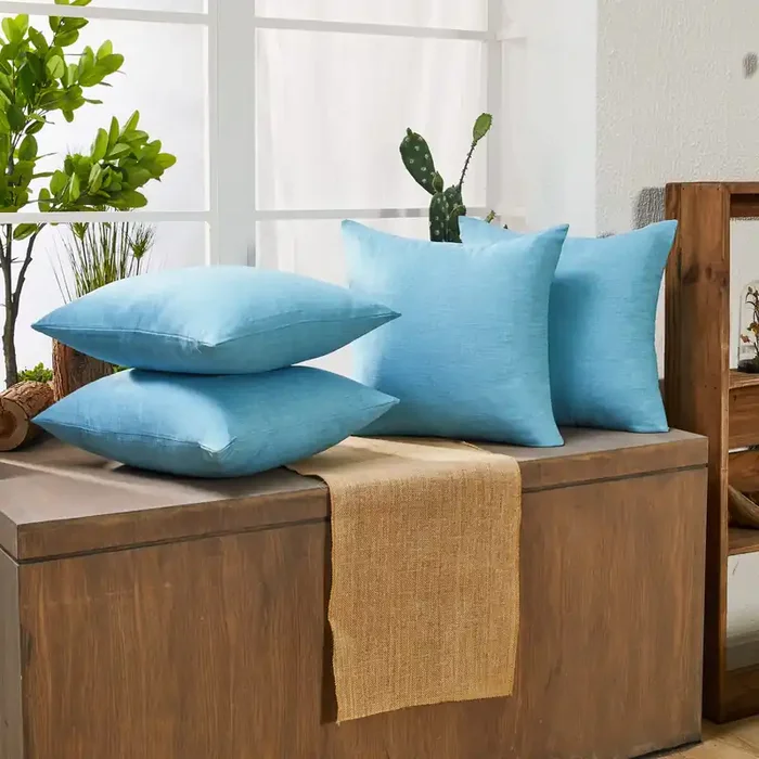Set of 4 Solid Faux Linen Covers + 4 Premium 20″x20″ Inserts – 10% Off