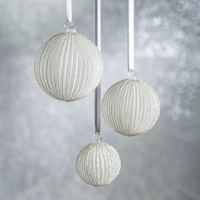 Shimmering Charm Glass Ornament – Silver