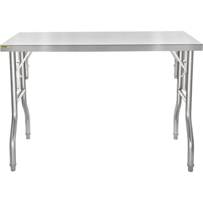 Silver Stainless Steel Table 48 x 30 in. Heavy-duty Folding Table with 220 lb. Load Kitchen Utility Table for Restaurant