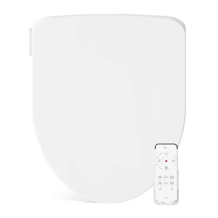 Slim Three Electric Bidet Seat for Elongated Toilets in. White with Wireless Remote