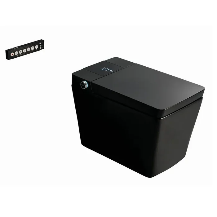 Smart Toilet Bidet 1-Piece 0.8/1.2 GPF Dual Flush Square Toilet in Matte Black Seat with Remote Panel