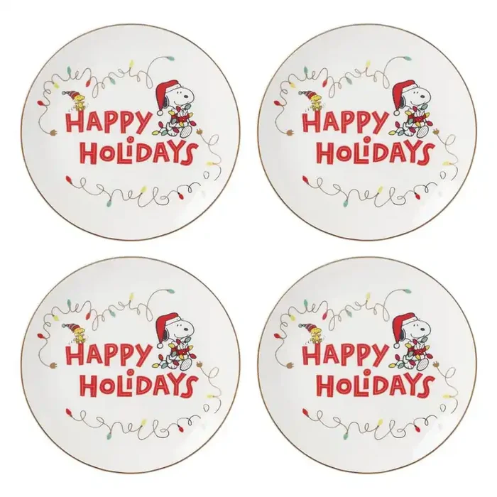Snoopys Christmas Ivory Accent Plate (Set of4)