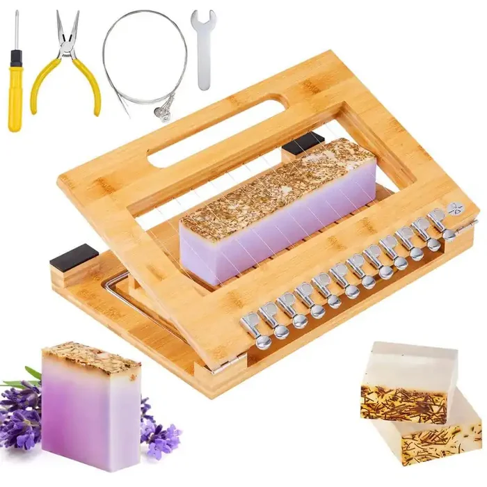 Soap Cutter, Cut 1-12 Bars, Precisely and Accurately Cut 1 in. Bars, Multi Handmade Soap Wire Cutter, Bamboo Soap Slicer