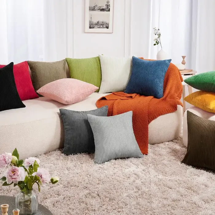 Soft Corduroy Throw Pillow Covers for Modern & Classic Homes 4PCS
